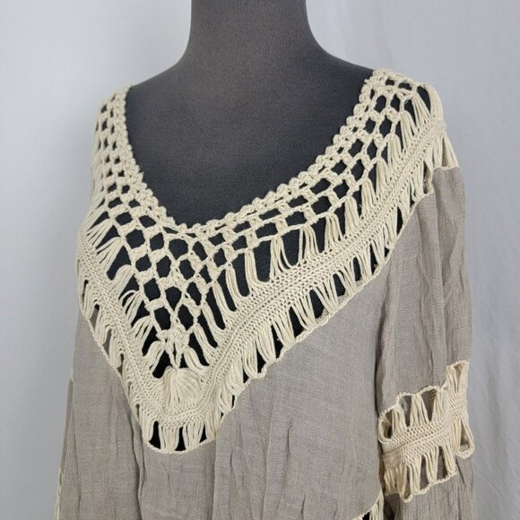 Umgee Women's Shirt Boho Embroidered Size XL Sheer cotton polyester blend long - Picture 2 of 9